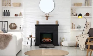 Luxe Elektrische Tafelhaard Met Schouw 60x45x20 cm Zwart