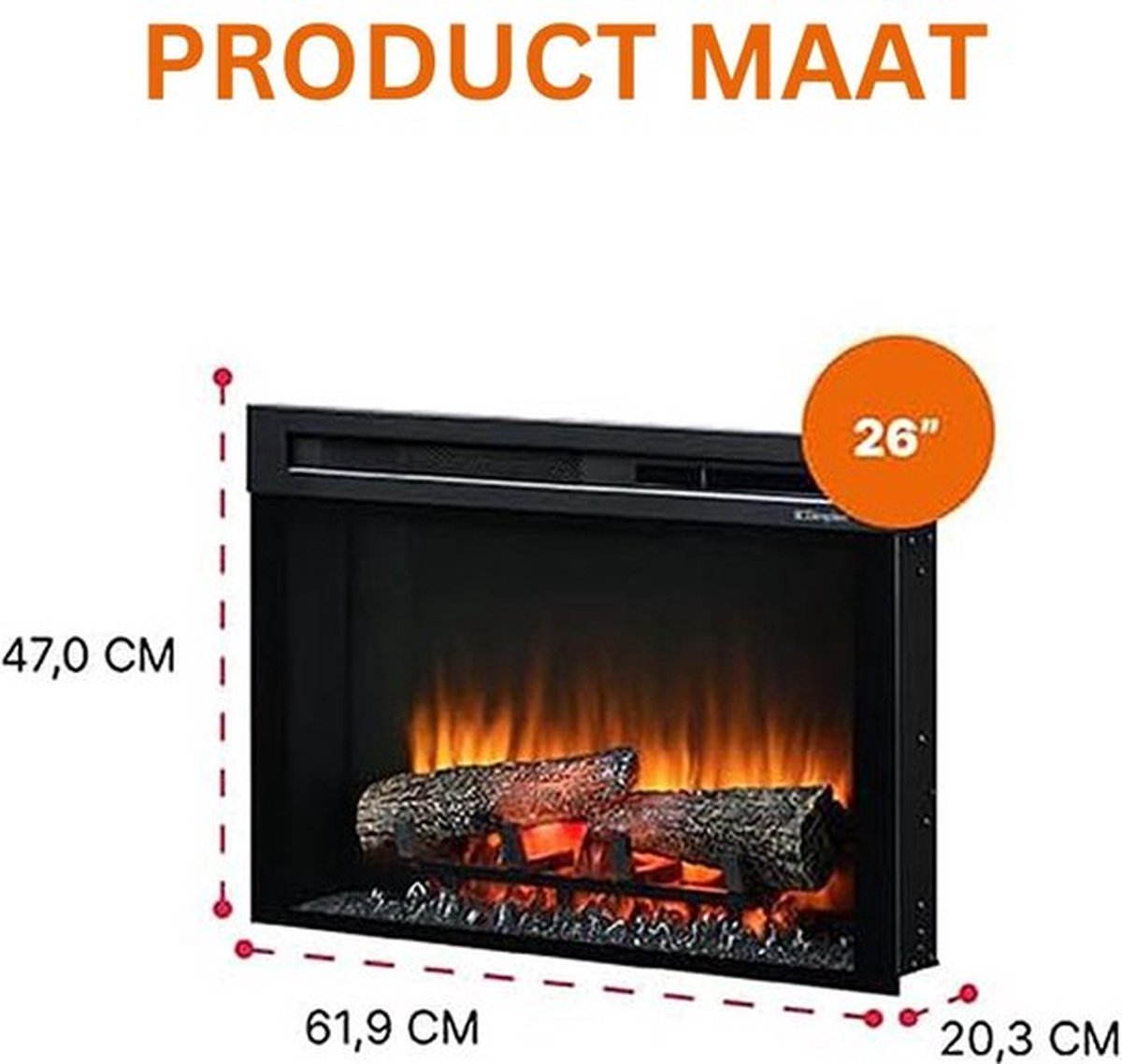 Luxe Elektrische Tafelhaard Met Schouw 60x45x20 cm Zwart