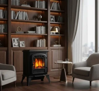 Sfeervolle warmte zonder gedoe: compacte elektrische open haard