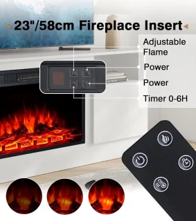 Medahomestore Elektrische open haard met tv-meubel 178 cm wit