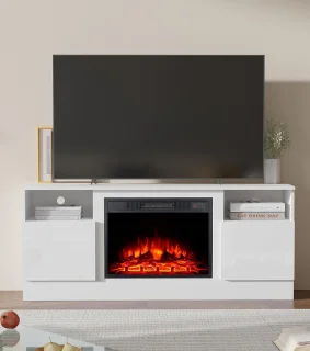Medahomestore Elektrische open haard met tv-meubel 178 cm wit
