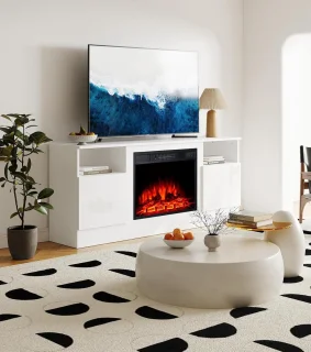 Medahomestore Elektrische open haard met tv-meubel 178 cm wit