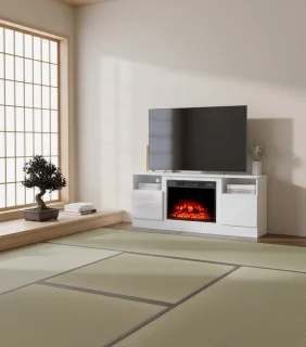 Medahomestore Elektrische open haard met tv-meubel 178 cm wit