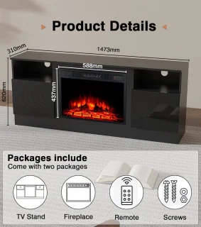 Medahomestore Elektrische Open Haard met TV-standaard 147,3 cm