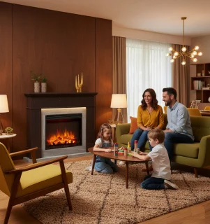 Medahomestore Leandros Luxe Elektrische Vrijstaande Open Haard Donkerbruin