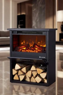 Medahomestore luxe 3D vrijstaande elektrische sfeerhaard zwart