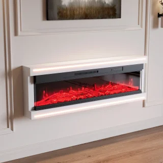 Merkloos 50-inch Wandgemonteerde Elektrische Haard (Wit)