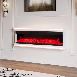 Merkloos 50-inch Wandgemonteerde Elektrische Haard (Wit)