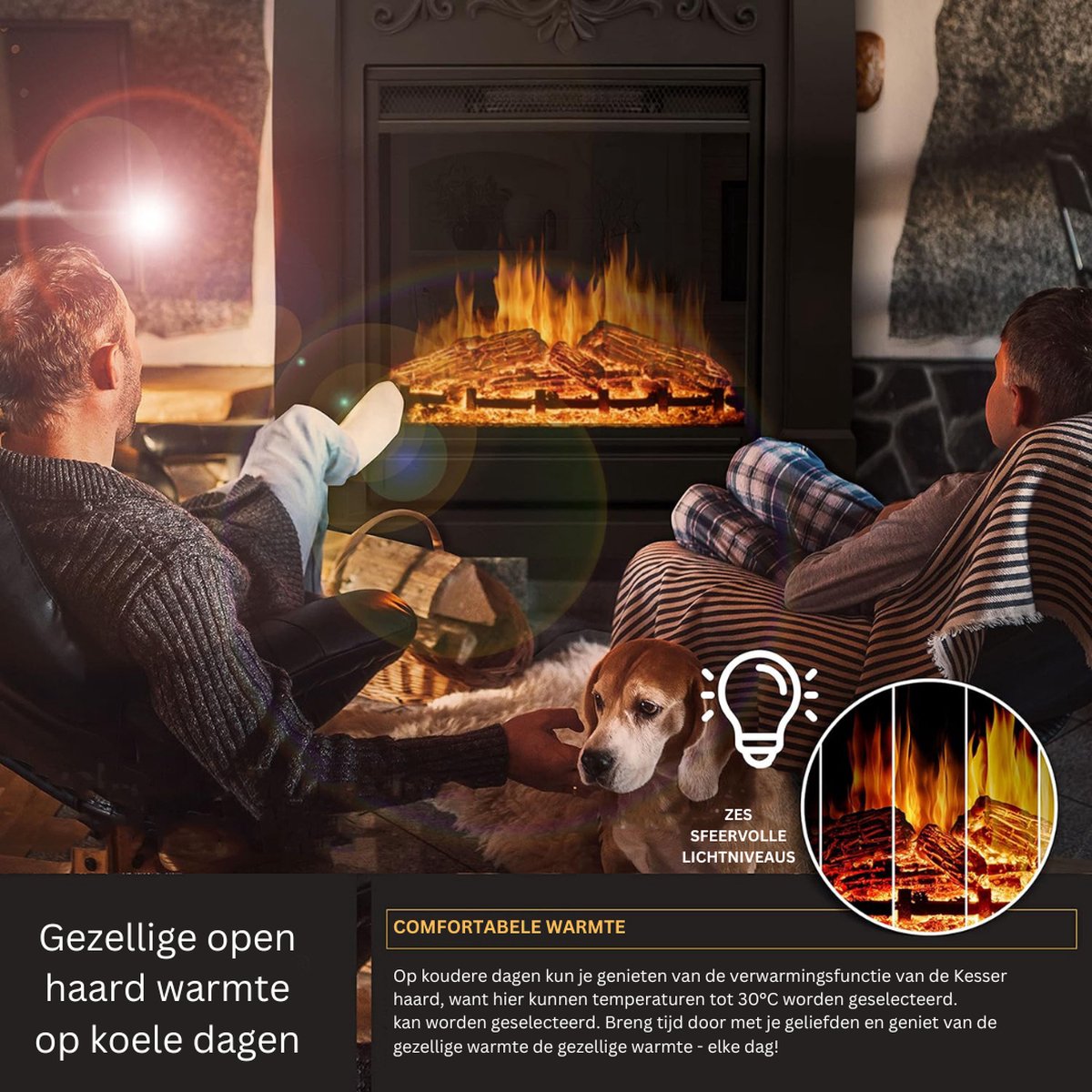 MKSS® Elektrische Tafelhaard 1800W Zwart