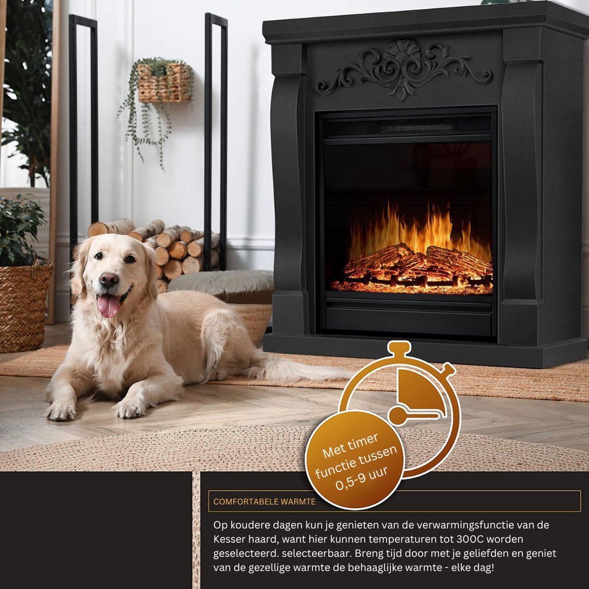 MKSS® Elektrische Tafelhaard 1800W Zwart