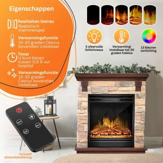 MKSS® Elektrische Tafelhaard 65x30x75cm Steen Look