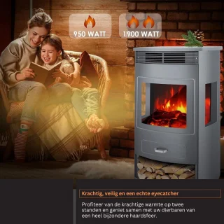 MKSS Sfeerhaard Elektrisch Tafelhaard 45x36x80cm Zilver