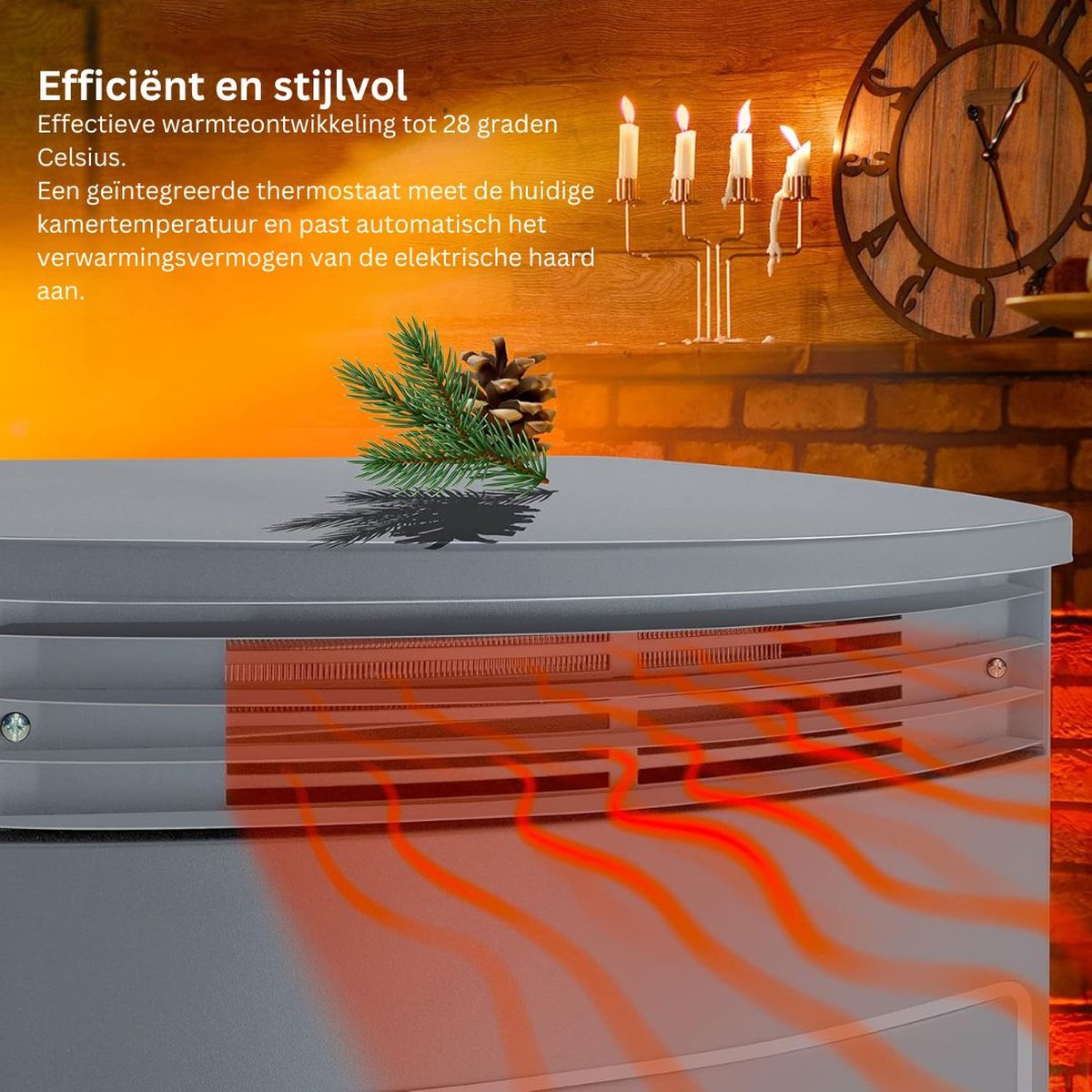 MKSS Sfeerhaard Elektrisch Tafelhaard 45x36x80cm Zilver