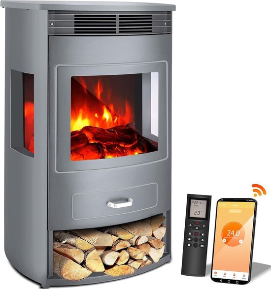 MKSS Sfeerhaard Elektrisch Tafelhaard 45x36x80cm Zilver