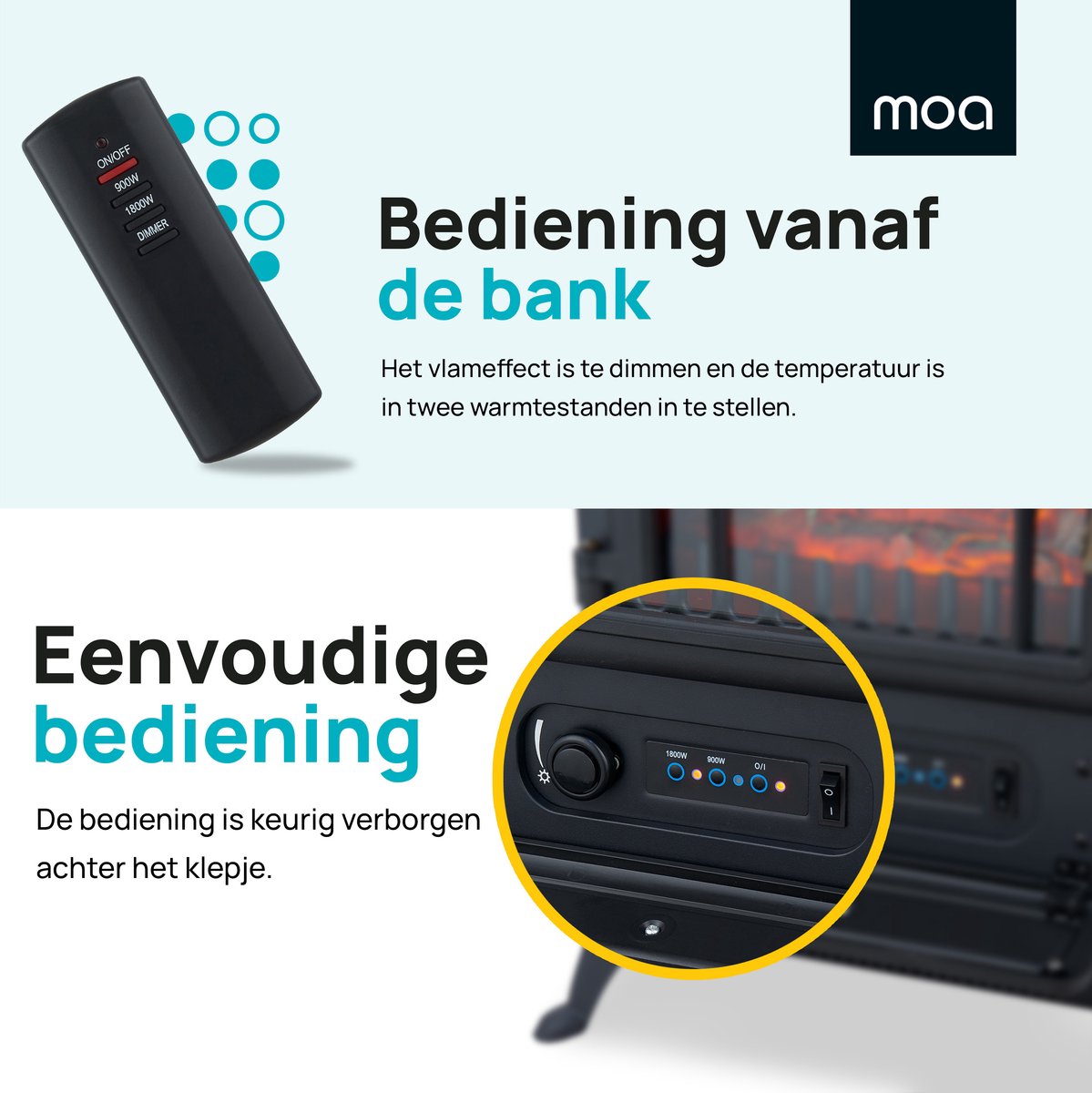 MOA Elektrische Sfeerhaard Vrijstaand 1800W Zwart