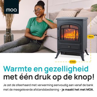 MOA Elektrische Sfeerhaard Vrijstaand 1800W Zwart