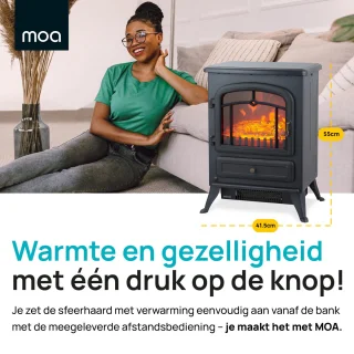 MOA Elektrische Sfeerhaard Vrijstaand 1800W Zwart