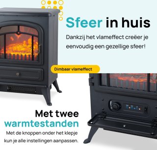 MOA Elektrische Sfeerhaard Vrijstaand 1800W Zwart