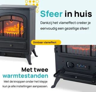 MOA Elektrische Sfeerhaard Vrijstaand 1800W Zwart