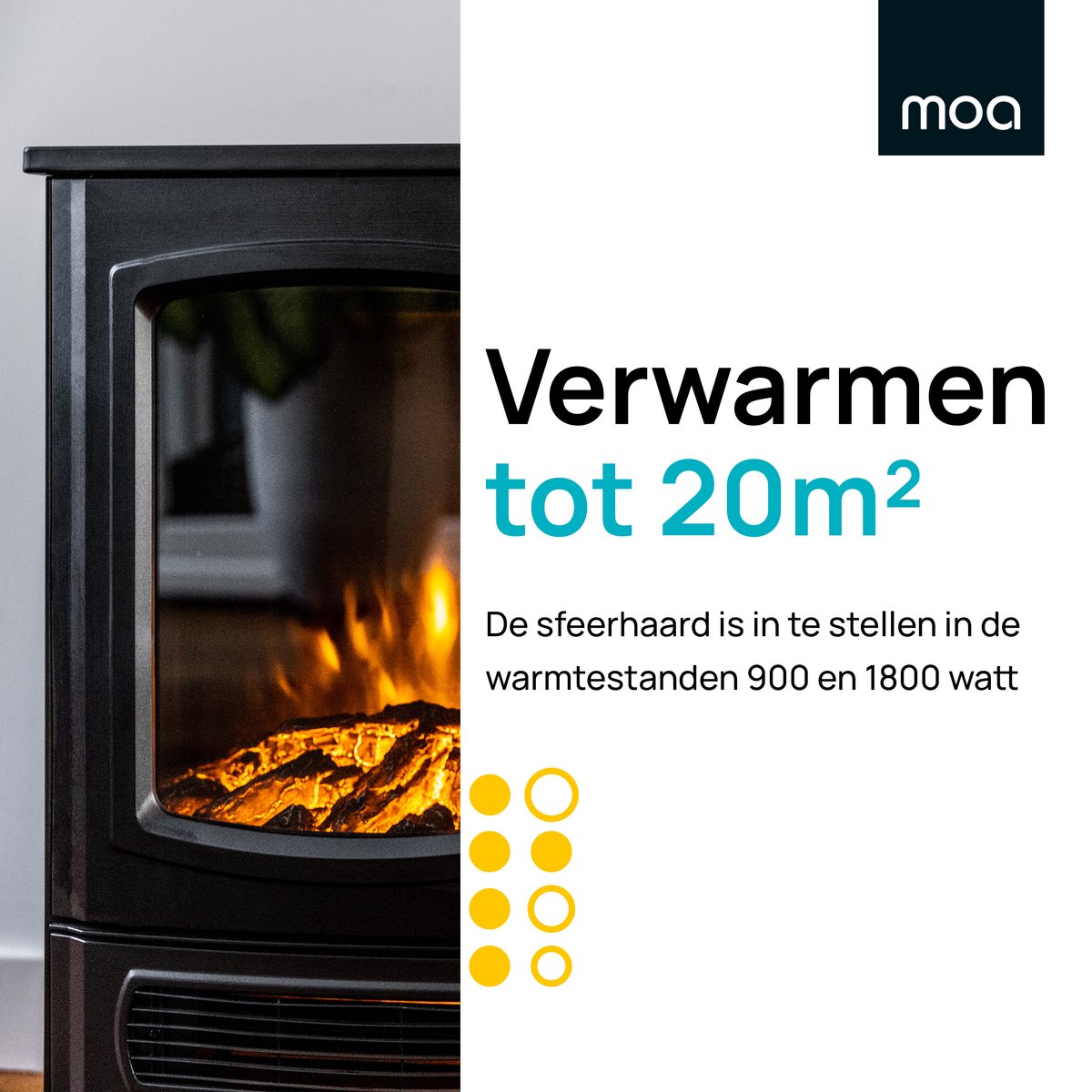MOA Elektrische Sfeerhaard Vrijstaand 1800W Zwart