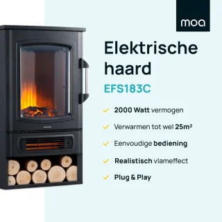 MOA Elektrische Vrijstaande Sfeerhaard 2000W Zwart