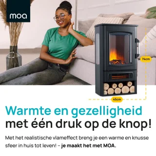 MOA Elektrische Vrijstaande Sfeerhaard 2000W Zwart