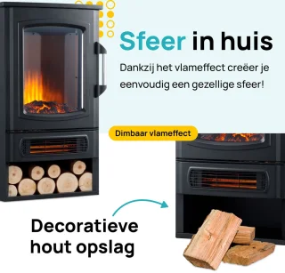 MOA Elektrische Vrijstaande Sfeerhaard 2000W Zwart