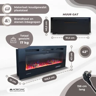 Mobiclinic Fury Elektrische Haard 1800W