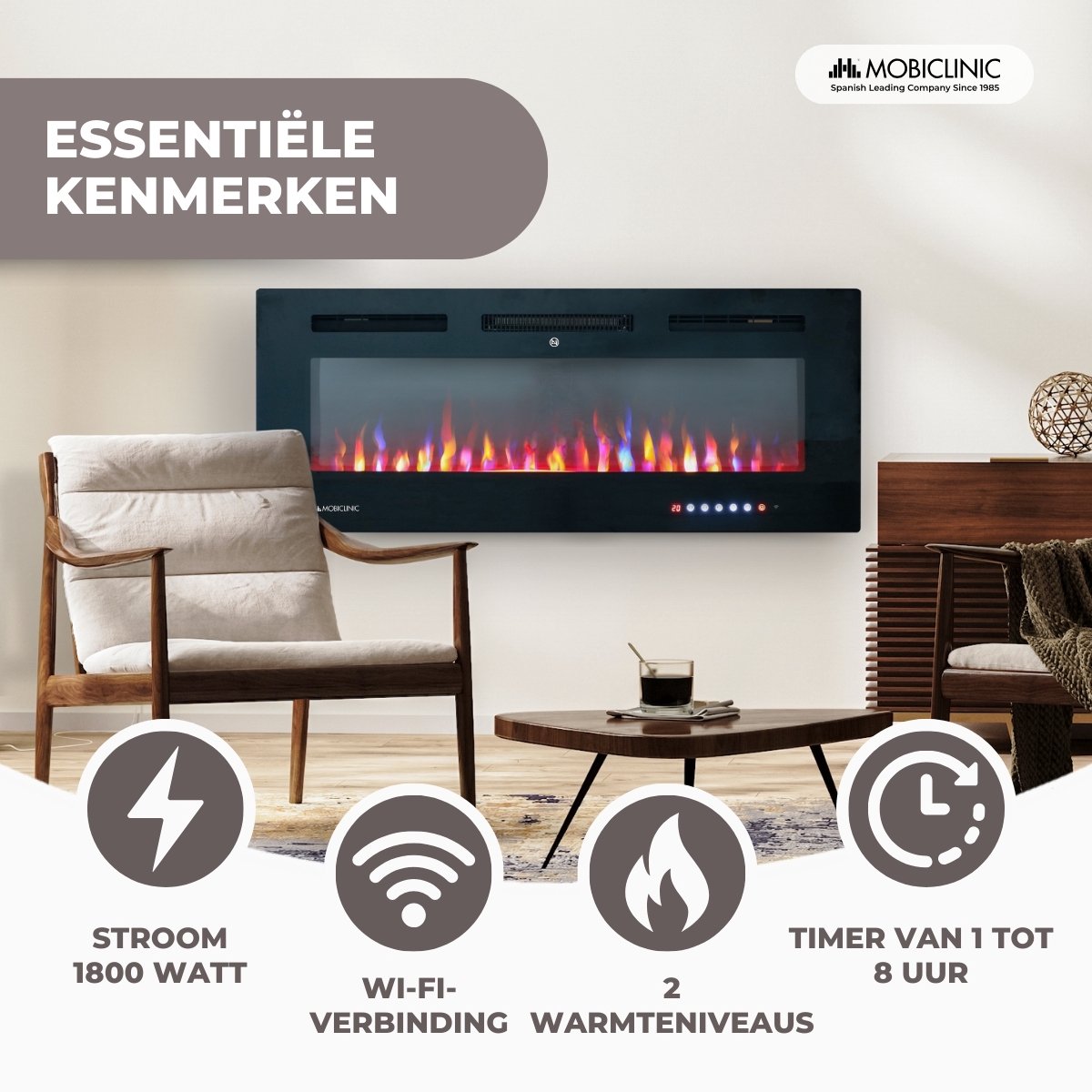 Mobiclinic Fury Elektrische Haard 1800W