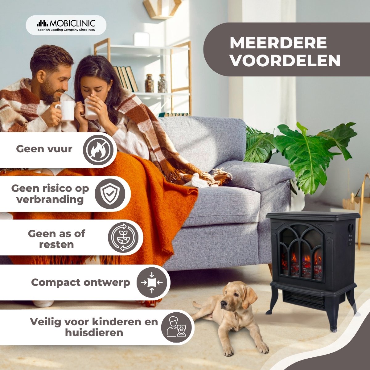 Mobiclinic Ira Elektrische Haard 1800W