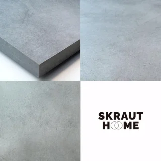 Moderno – hangend tv-meubel met elektrische sfeerhaard in cementlook, 210 cm