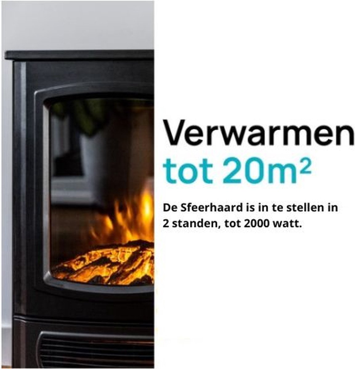 Mygroot ES180 Sfeerhaard Klassiek Zwart 2000W Vrijstaand