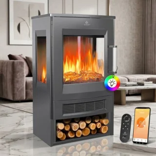 Nordic Flame luxe elektrische sfeerhaard vrijstaand design