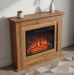 Novihome Finn Vrijstaande Elektrische Haard Donker Eiken 25x100x82 cm