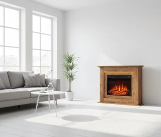 Novihome Finn Vrijstaande Elektrische Haard Donker Eiken 25x100x82 cm