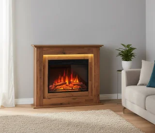 Novihome Finn Vrijstaande Elektrische Haard Donker Eiken 25x100x82 cm