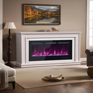 De OKWISH Elektrische Wand- en Inbouwhaard 106,5x46,5x12 cm in één oogopslag