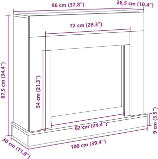 Open haard 100x30x87,5 cm wit