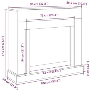 Open haard 100x30x87,5 cm wit