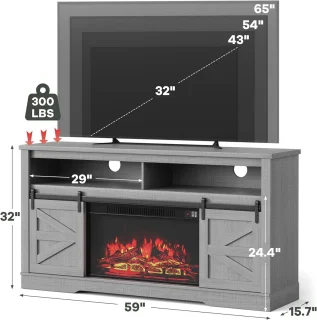 Open haard TV-meubel 65+ inch
