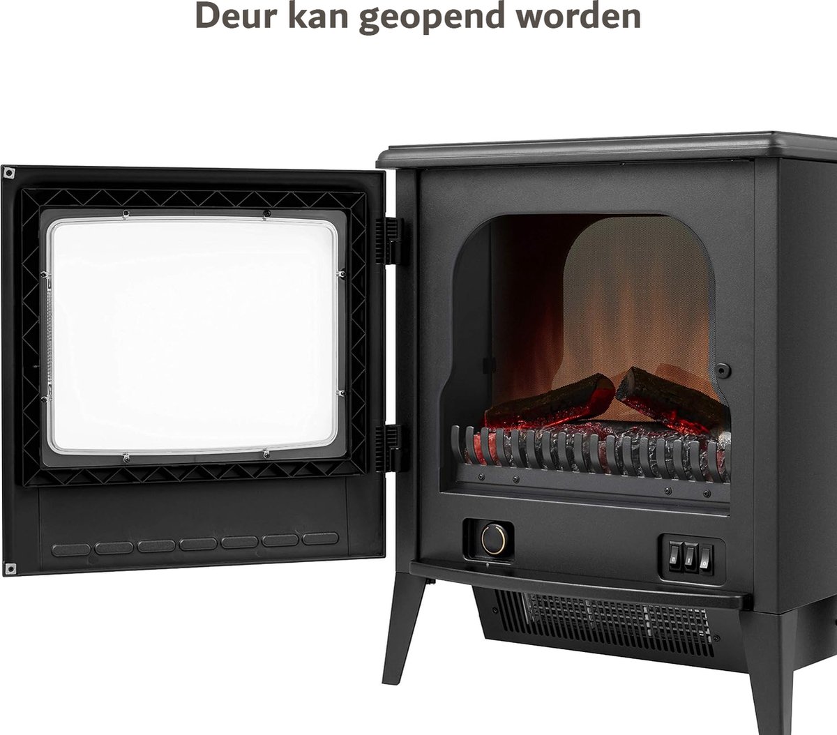 Openhaard Elektrisch 1800W Zwart Metaal