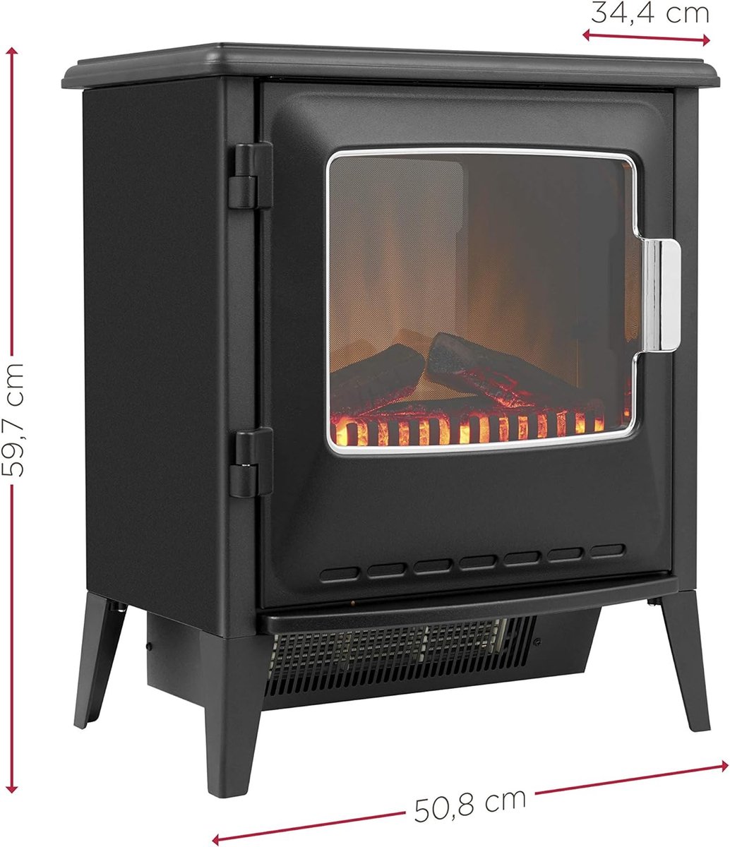 Openhaard Elektrisch 1800W Zwart Metaal