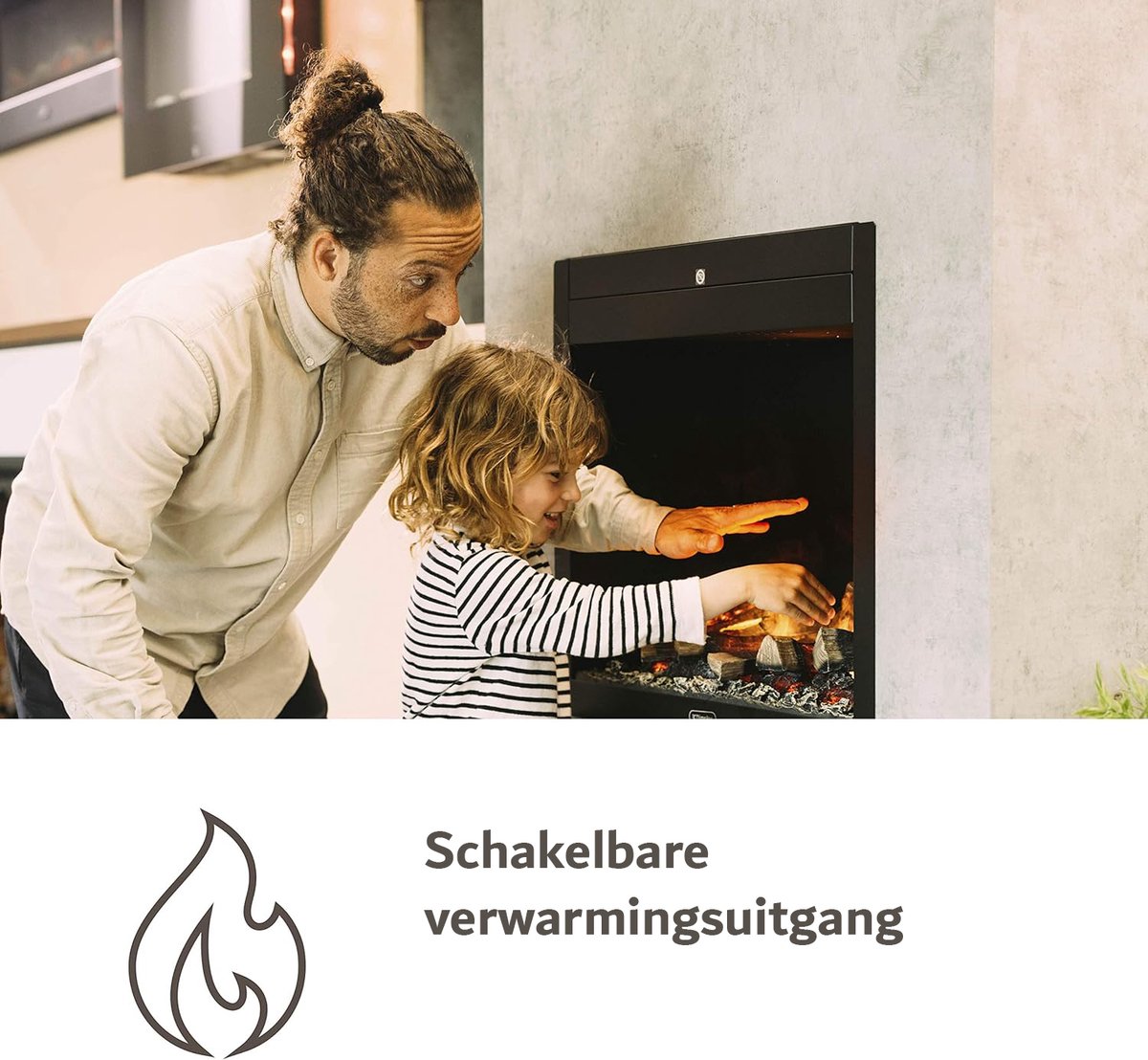Openhaard Elektrisch 1800W Zwart Metaal