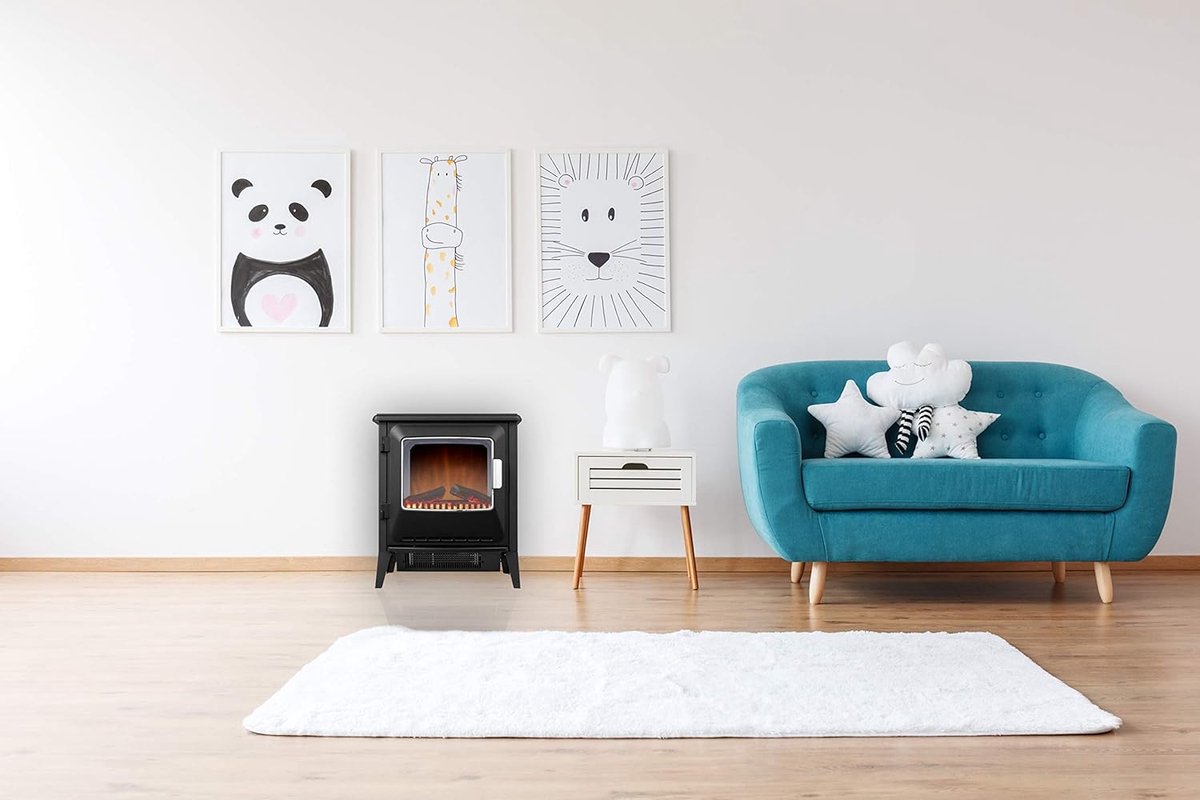 Openhaard Elektrisch 1800W Zwart Metaal