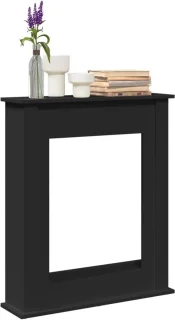 Openhaardombouw Zwart Hout 75x20x87,5 cm