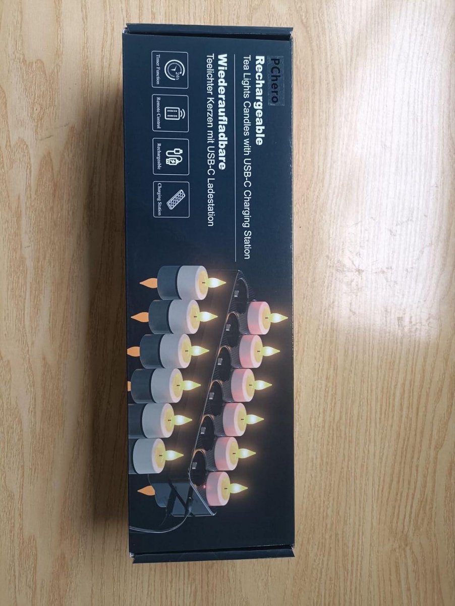 Oplaadbare LED theelichtjes set 12 met laadstation en afstandsbediening