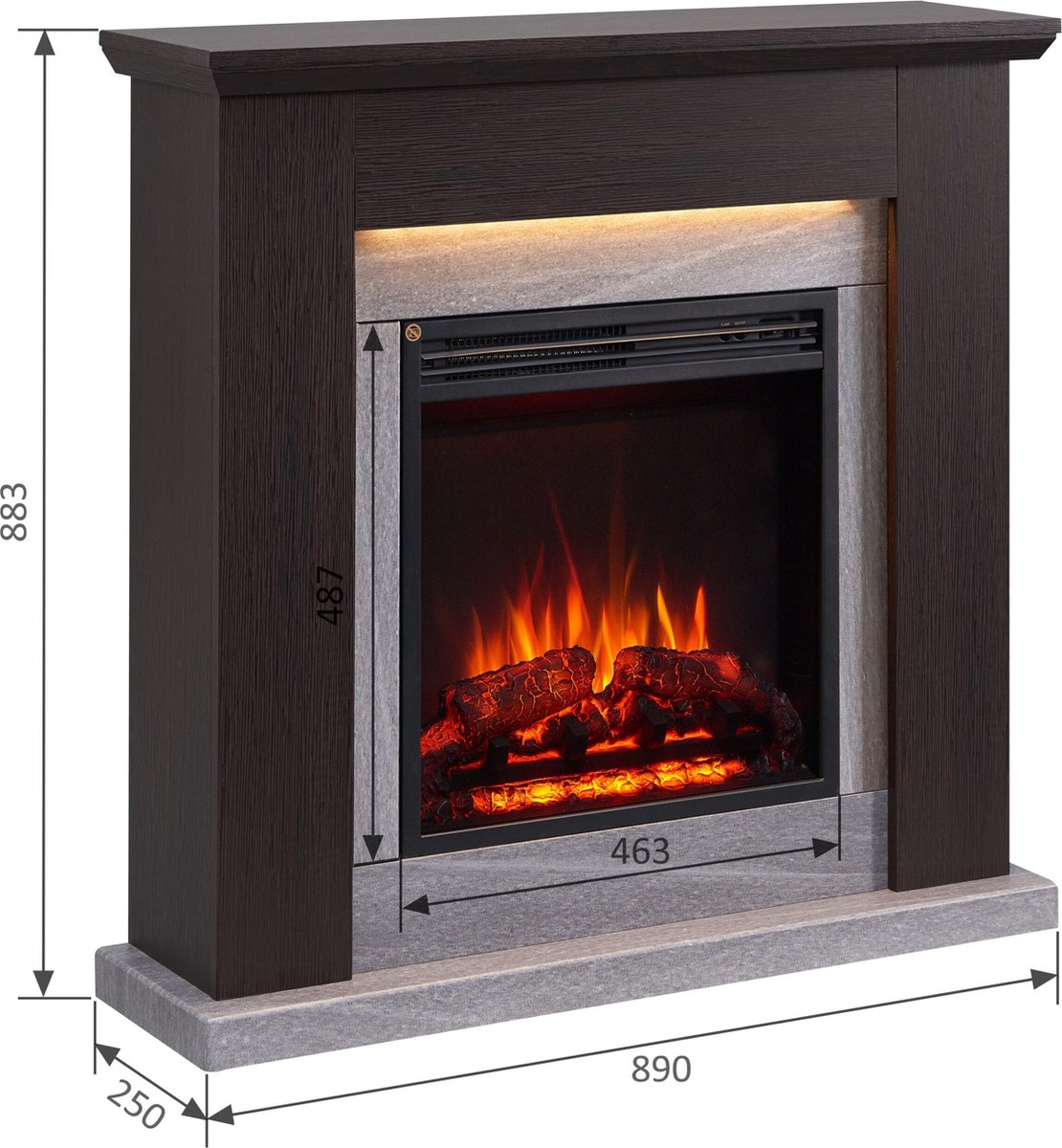 Pandora Elektrische Sfeerhaard Donkerbruin 25x89x88.3 cm