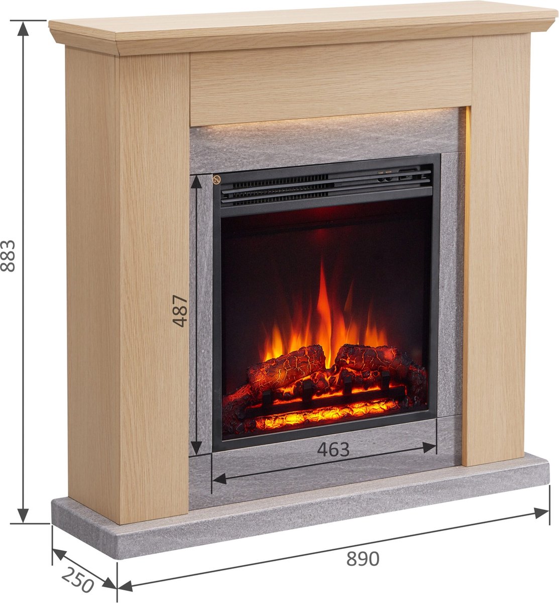 Pandora Elektrische Sfeerhaard Lichtbruin 25x89x88,3 cm
