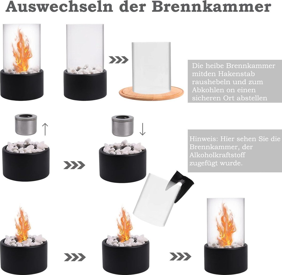 Pazaka Bio-ethanol Tafelhaard 2-kamers