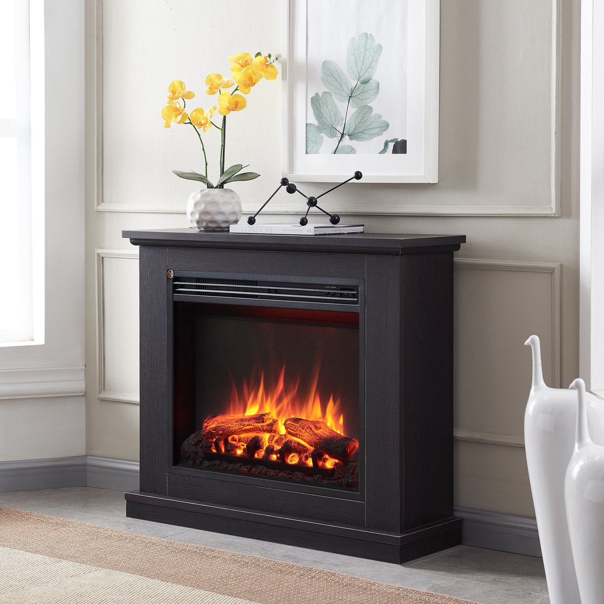 Phanos Elektrische Sfeerhaard Donkerbruin 25x82,4x69,3 cm